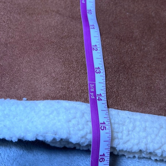 btween Sherpa Lined Faux Suede Vest Girls Large Brown Button Front Western Boho - Picture 10 of 13